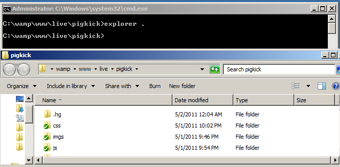 explorer . called from dos